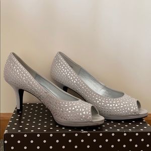 Kelly & Katie Peep-Toe Silver Heels